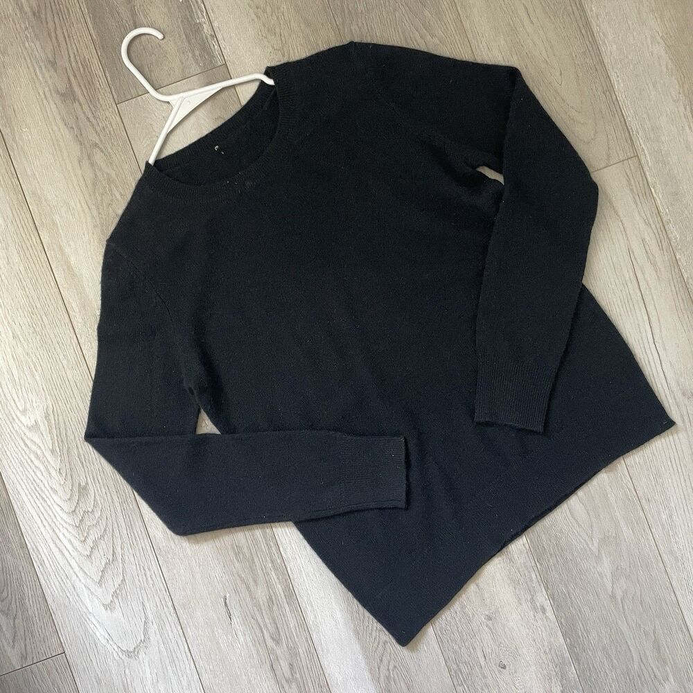Nordstrom Cashmere Sweater crewneck long sleeve knit womens Black (large) class
